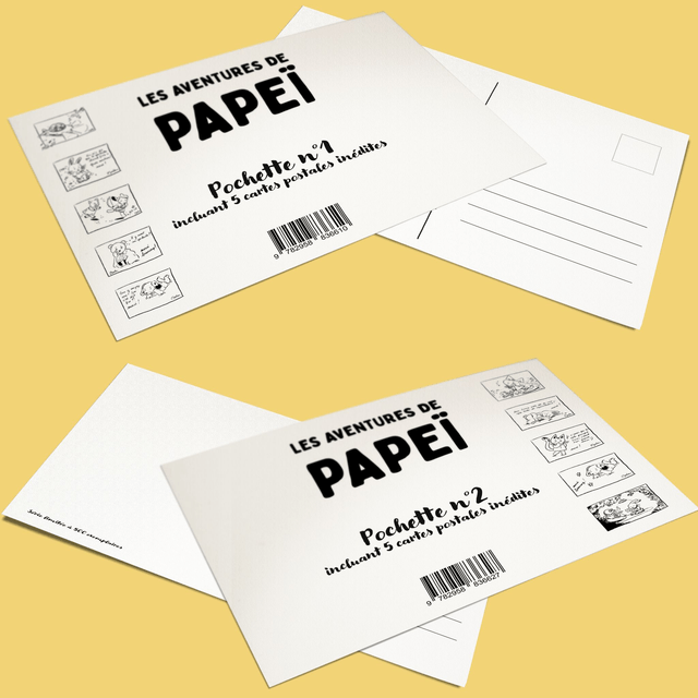 Lots 1 & 2 de cartes postales / Les aventures de Papeï